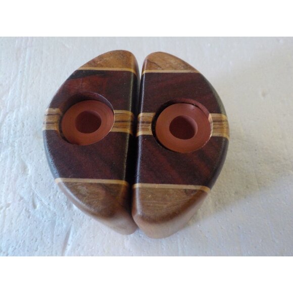 Vintage Midcentury Danish Modern Style Wood Salt Pepper Shaker Set 3 1/8 X 3 1/4 - Picture 5 of 5